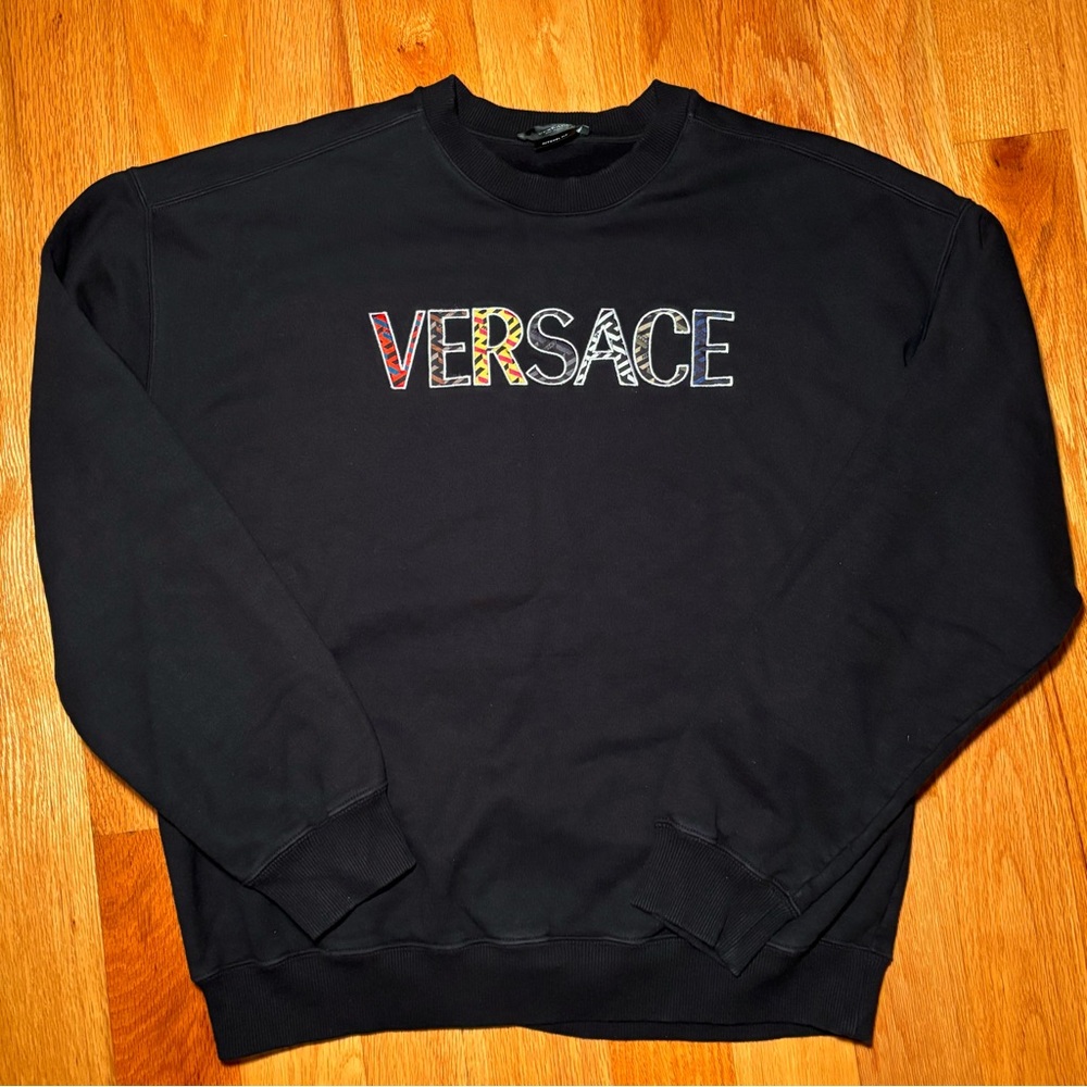 Versace Runway Multiprint Spellout Sweatshirt - image 1